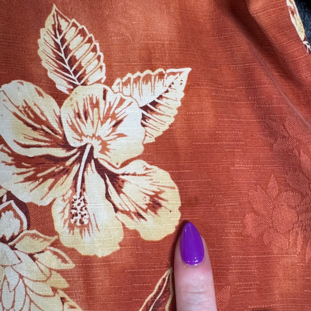 Tommy Bahama Mens XXL Burnt Orange Silk Floral Hibiscus Camp Shirt Short Sleeve - Picture 3 of 7